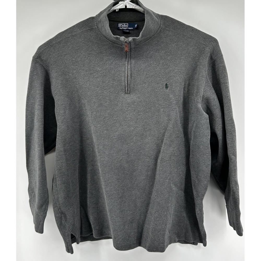 Polo Ralph Lauren Cotton 1/4 Zip Pullover Sweater Gray Men's 2XB Big